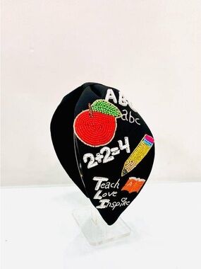 Teacher Beaded Headband Apple Pencil Teach Love Inspire NWT Gift One Size